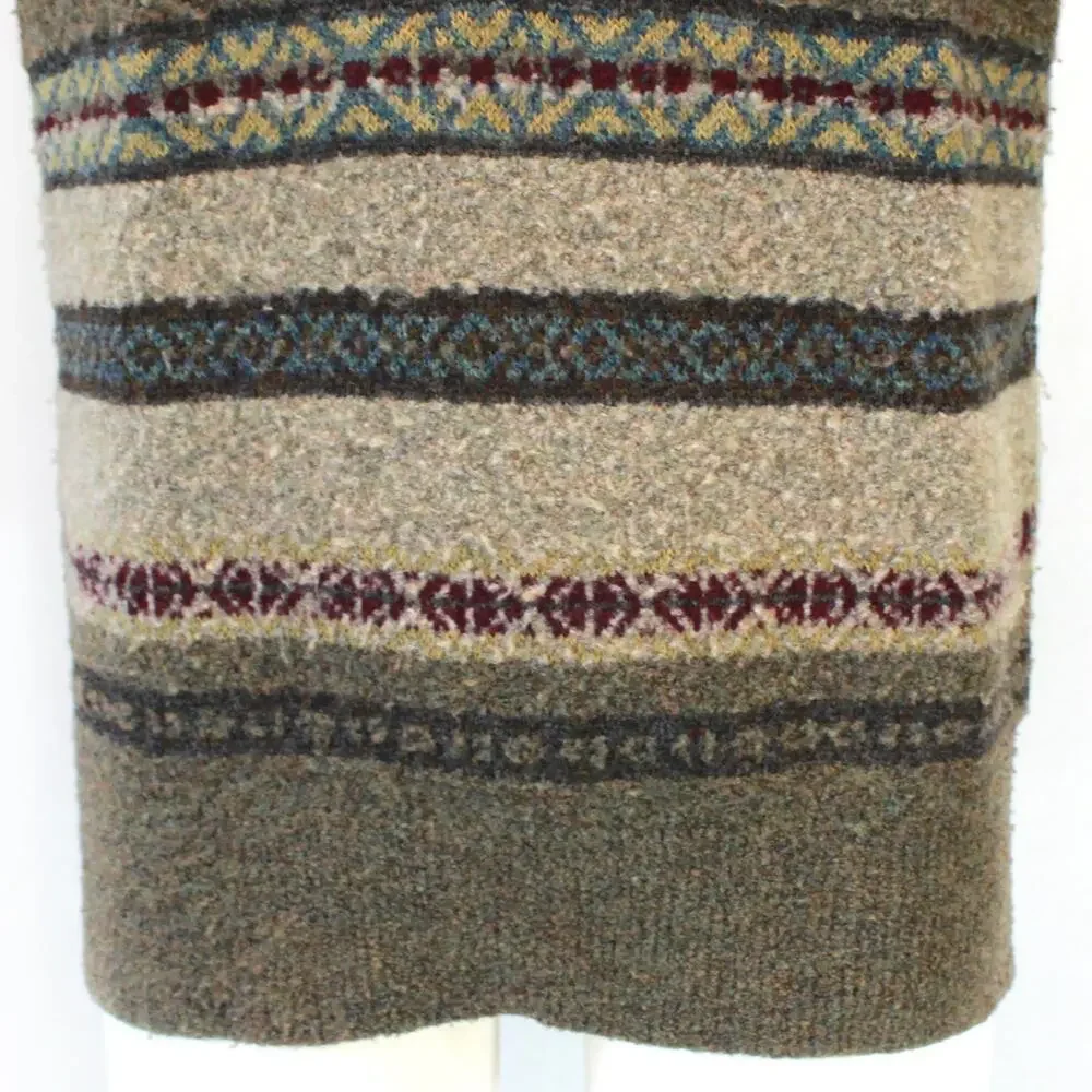 Nautica Fair Isle Y2K Cozy Wool Men's Brown Sweater Pullover Medium